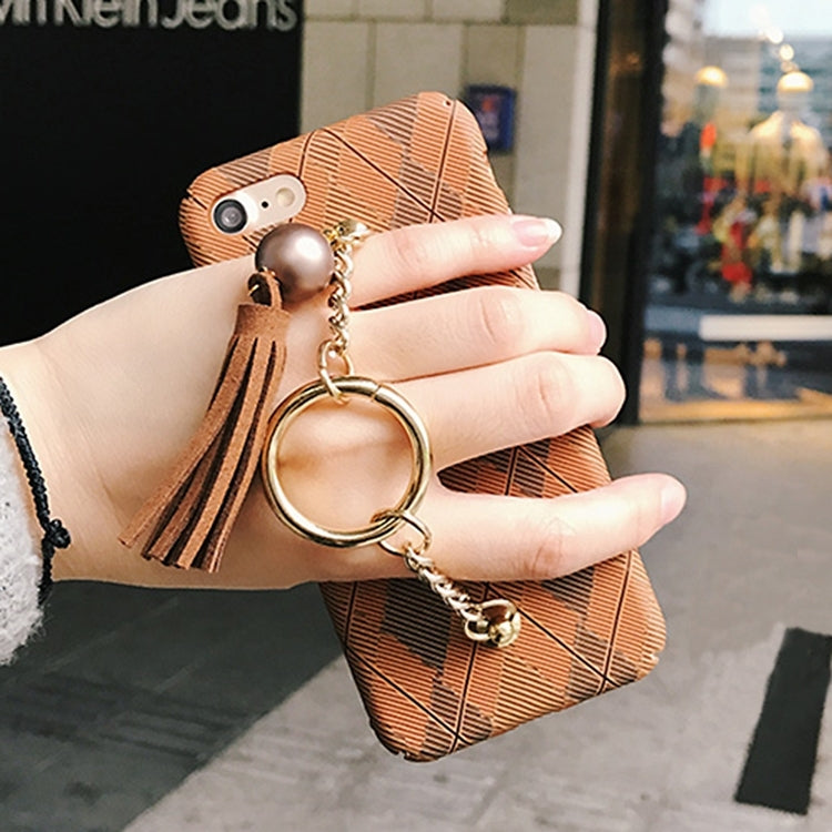 For iPhone 6 Plus & 6s Plus Prismatic Pattern Full Coverage Hard Protective Back Cover Case with Tassels Pandent & Hand Chain