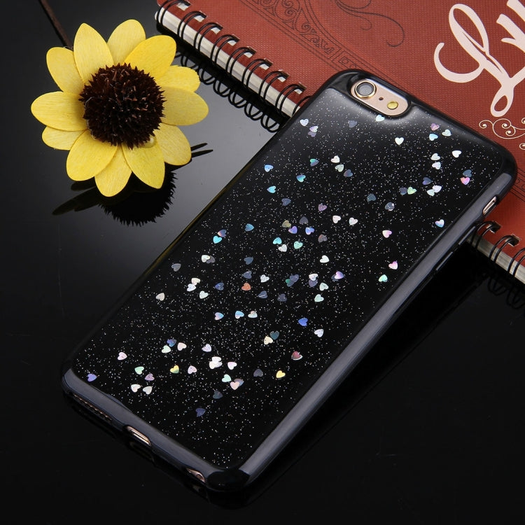 For iPhone 6 Plus & 6s Plus Black Background Glitter Powder Soft TPU Protective Back Cover Case