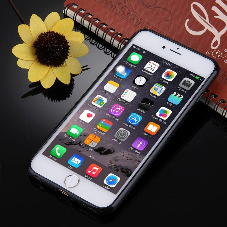 For iPhone 6 Plus & 6s Plus Black Background Glitter Powder Soft TPU Protective Back Cover Case