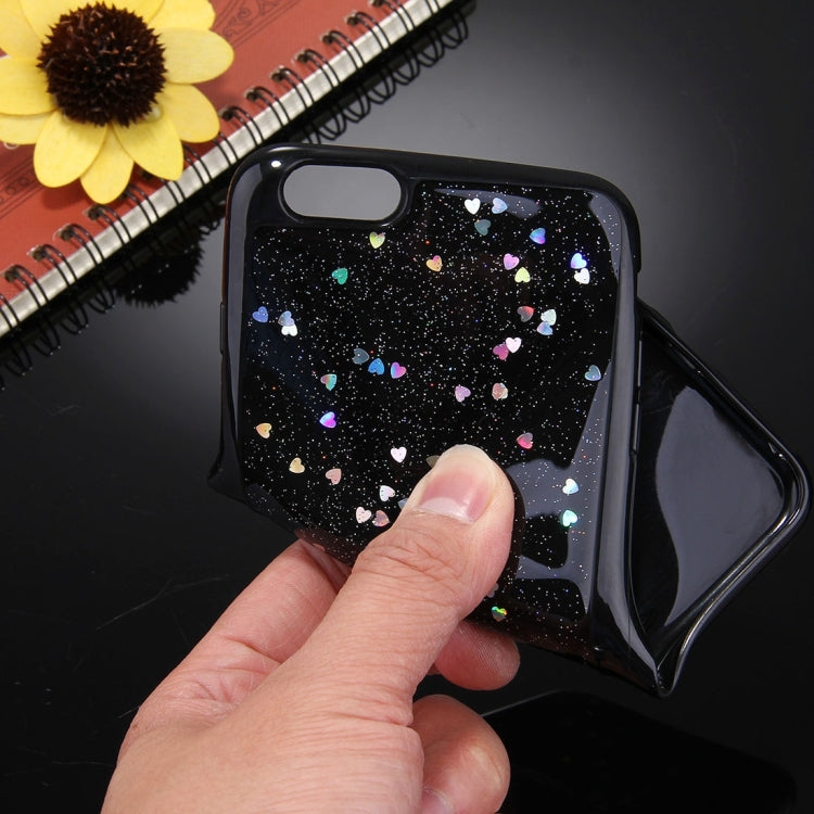 For iPhone 6 Plus & 6s Plus Black Background Glitter Powder Soft TPU Protective Back Cover Case