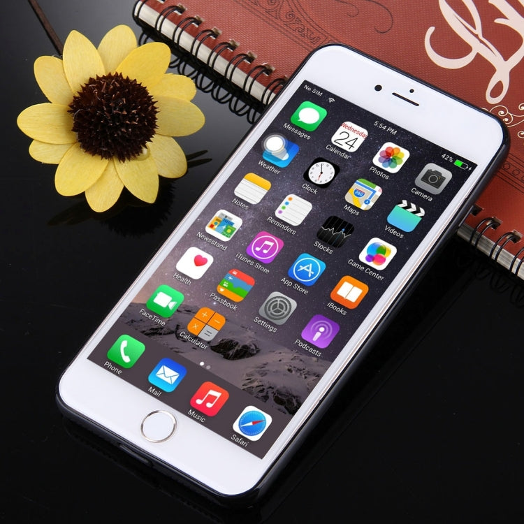 For iPhone 6 Plus & 6s Plus Black Background Glitter Powder Heart Pattern TPU Bumper Frame Protective Hard Back Cover Case