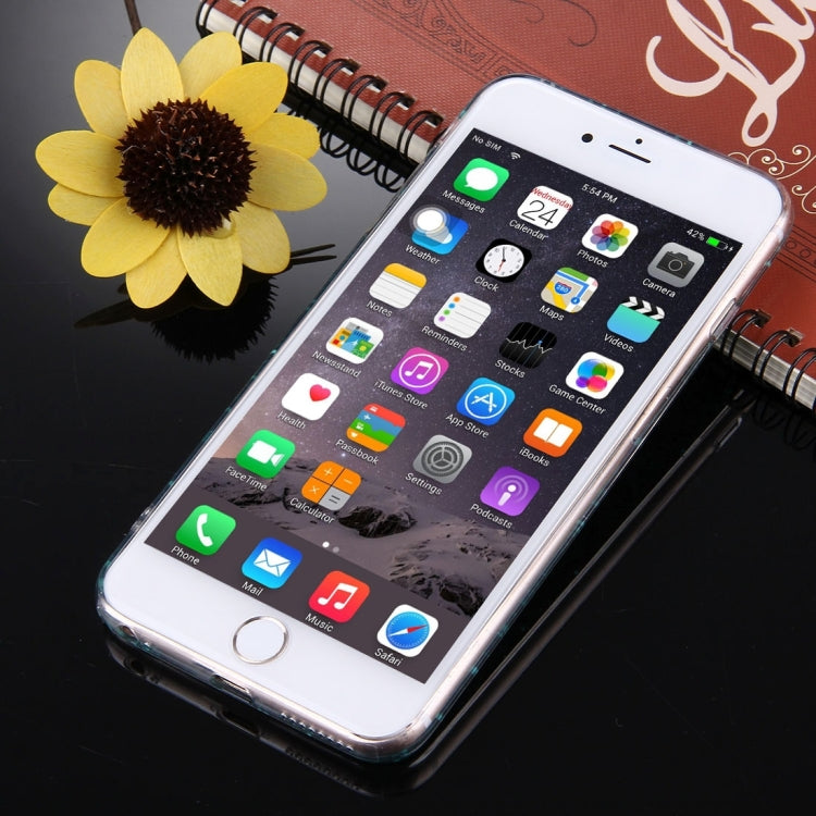 For iPhone 6 Plus & 6s Plus Green Glitter Powder Heart Pattern TPU Bumper Frame Protective Hard Back Cover Case