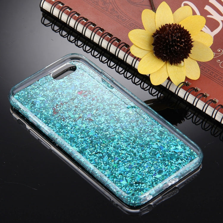 For iPhone 6 Plus & 6s Plus Green Glitter Powder Heart Pattern TPU Bumper Frame Protective Hard Back Cover Case