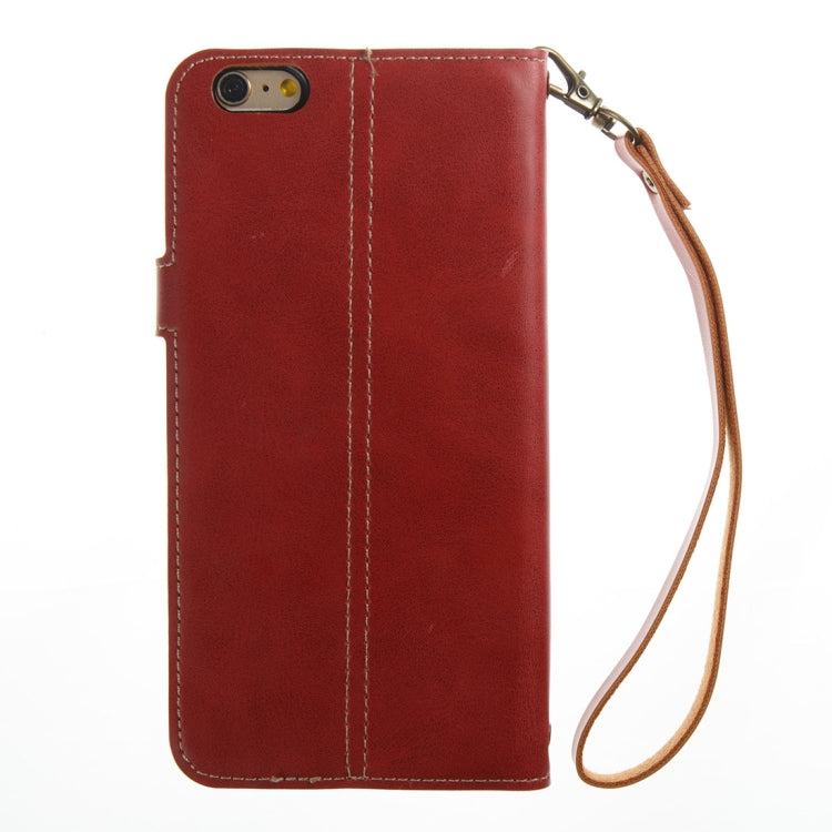 For iPhone 6 Plus & 6s Plus Retro Crazy Horse Texture Horizontal Flip PU Leather Case with Card Slots & Wallet & Hand Strap