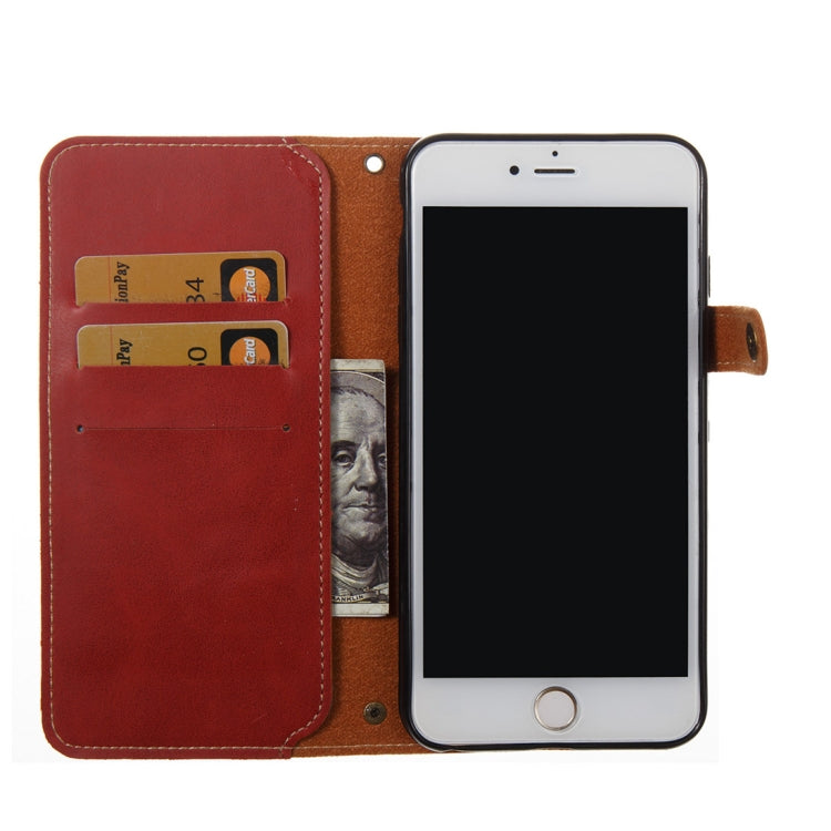 For iPhone 6 Plus & 6s Plus Retro Crazy Horse Texture Horizontal Flip PU Leather Case with Card Slots & Wallet & Hand Strap