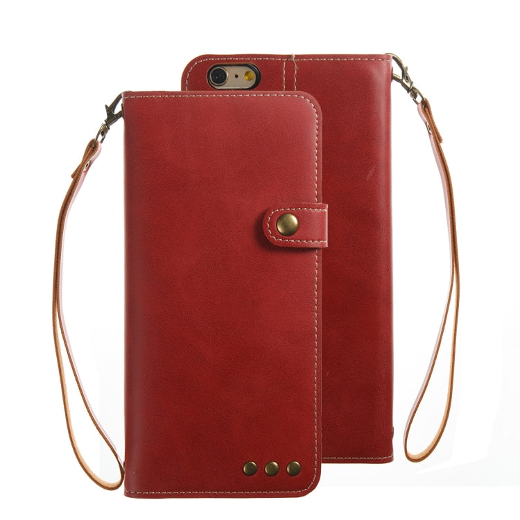 For iPhone 6 Plus & 6s Plus Retro Crazy Horse Texture Horizontal Flip PU Leather Case with Card Slots & Wallet & Hand Strap