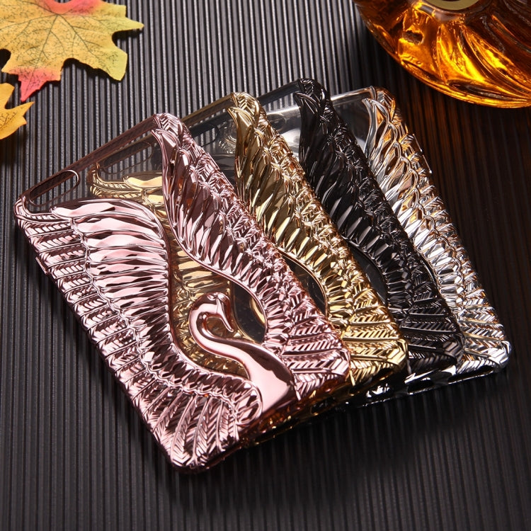 For iPhone 6 Plus & 6s Plus Embossed Swan Pattern Electroplating TPU Protective Cover Case