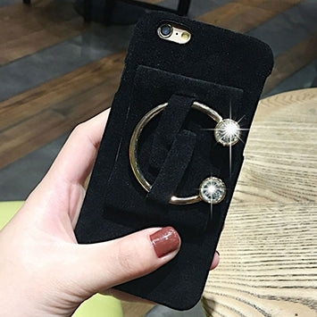 For iPhone 6 Plus & 6s Plus C Diamond Plush Cloth Back Hard Case with Holder