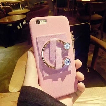 For iPhone 6 Plus & 6s Plus C Diamond Plush Cloth Back Hard Case with Holder