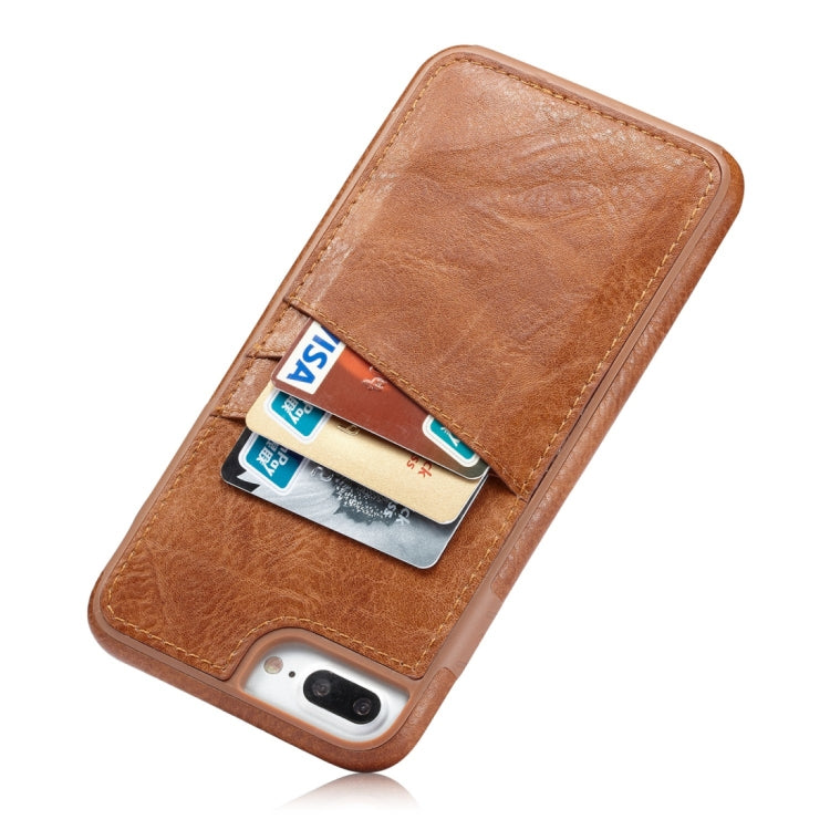 M109 for iPhone 6 Plus & 6s Plus Retro PU Leather Texture Shockproof Protective Back Cover Case with 3 Card Slots