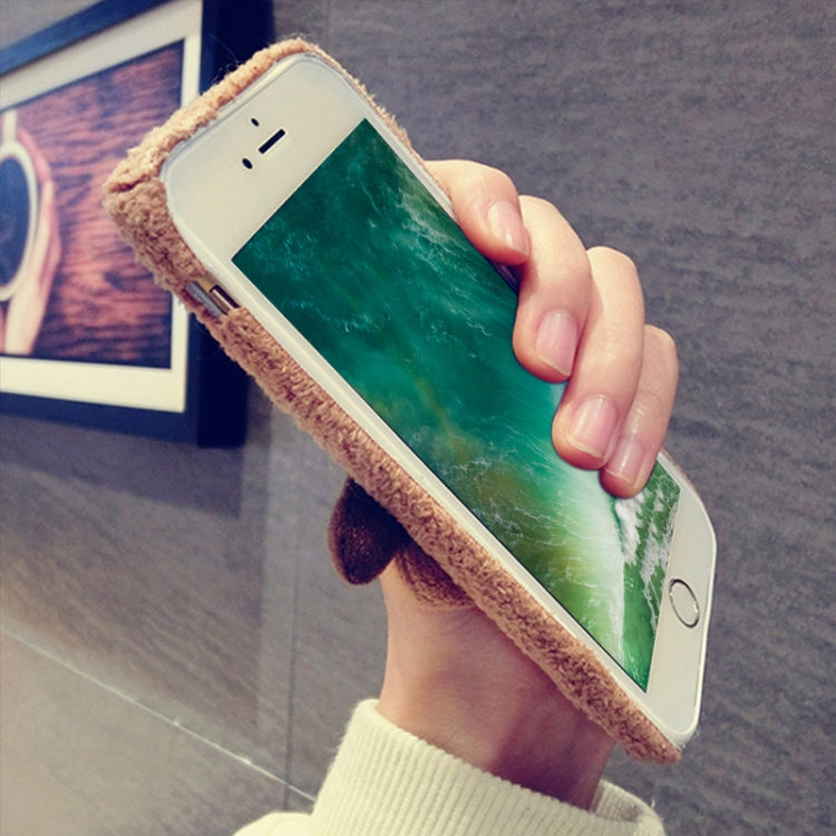 For iPhone 6 Plus & 6s Plus Christmas Series Plush Brown Elk Full Coverage Protective Back Cover Case