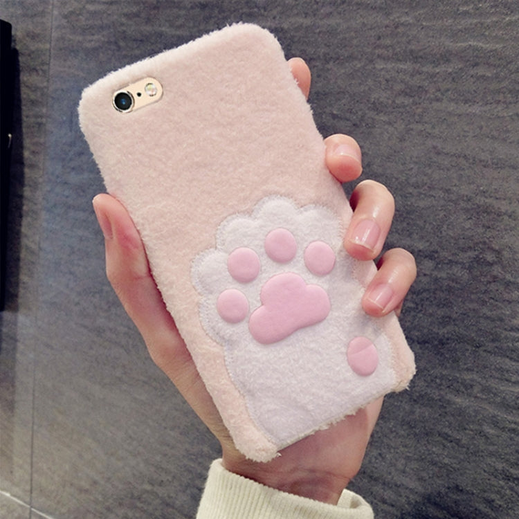 For iPhone 6 Plus & 6s Plus Plush Pink Cat Claw Pattern Full Coverage Protective Back Cover Case