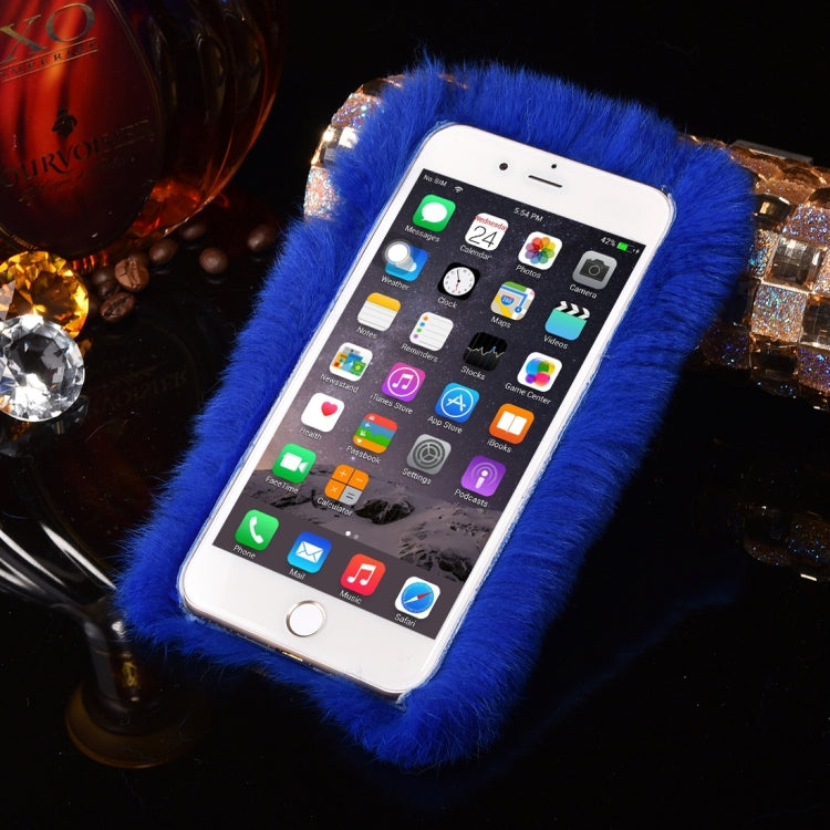 For iPhone 6 Plus & 6s Plus Genuine Rabbit Hair Diamond Encrusted Thickened PC Protective Case