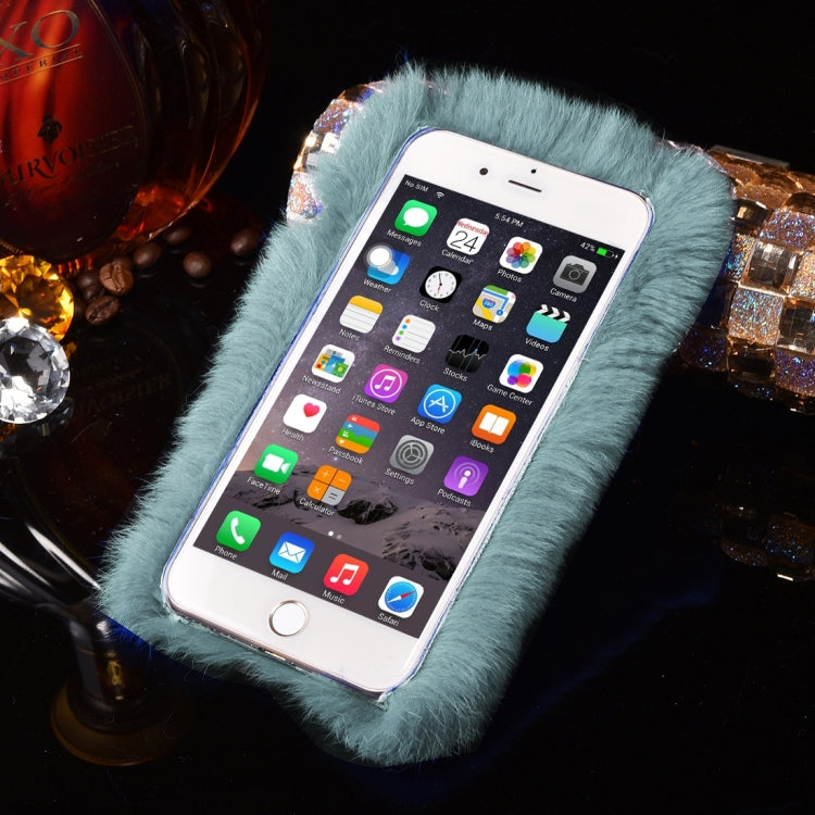For iPhone 6 Plus & 6s Plus Genuine Rabbit Hair Diamond Encrusted Thickened PC Protective Case