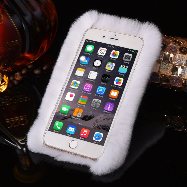 For iPhone 6 Plus & 6s Plus Genuine Rabbit Hair Diamond Encrusted Thickened PC Protective Case