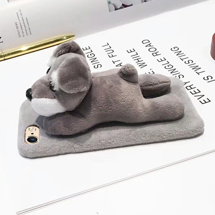 For iPhone 6 Plus & 6s Plus Cute Plush Animal Dolls Protective Back Cover Case (Grey)