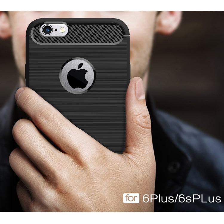 For iPhone 6 Plus & 6s Plus Brushed Texture Fiber TPU Rugged Armor Protective Case