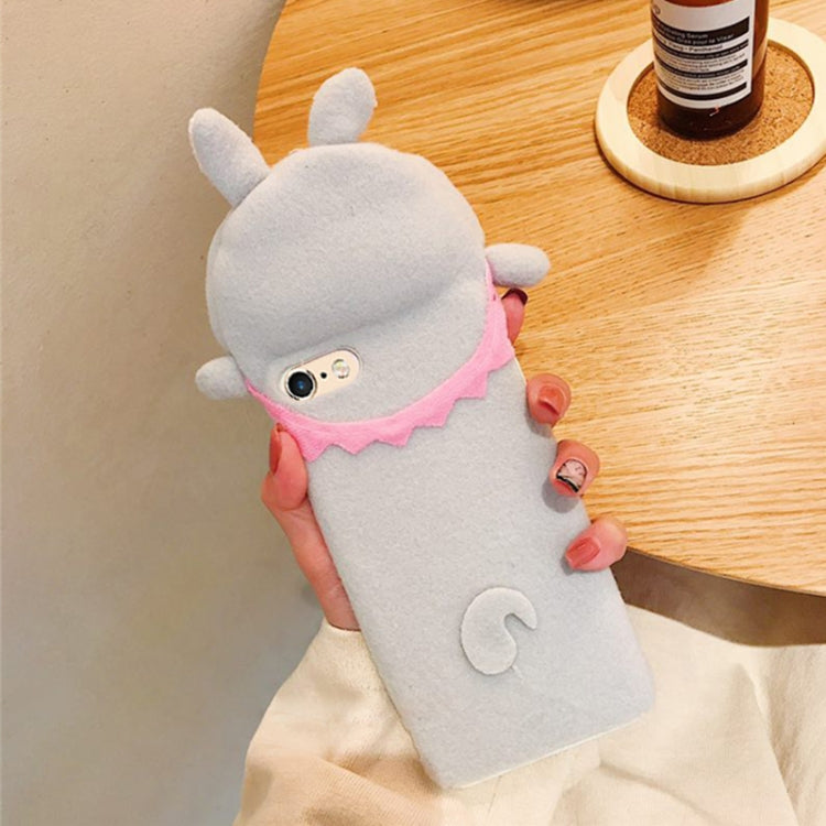 For iPhone 6 Plus & 6s Plus Plush Grey Rabbit Full Coverage Protective Back Cover Case (Grey)