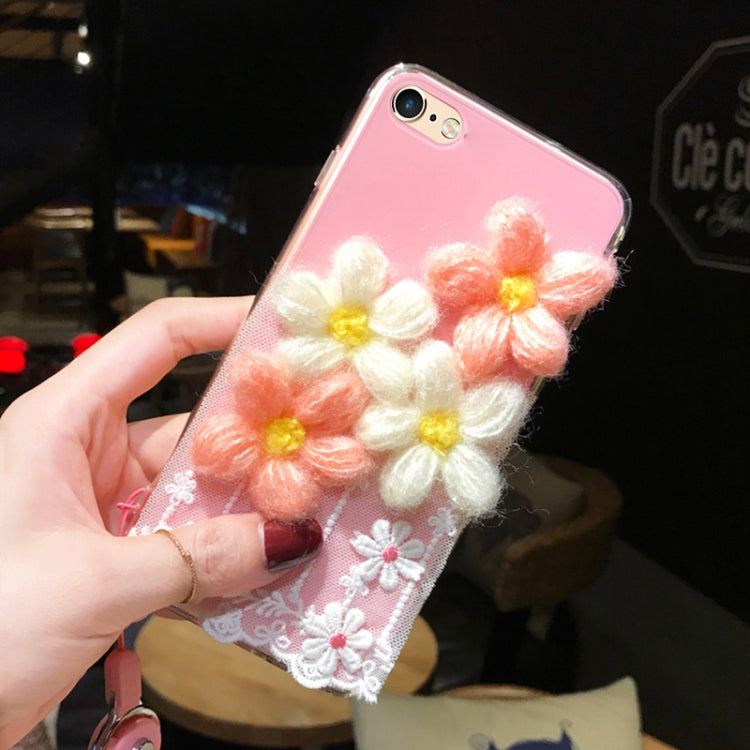 For iPhone 6 Plus & 6s Plus Lace Plush Flower Full Coverage Drop-proof Protective Back Cover Case