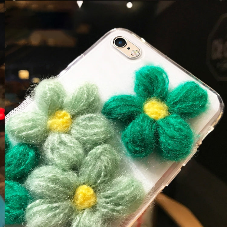 For iPhone 6 Plus & 6s Plus Lace Plush Flower Full Coverage Drop-proof Protective Back Cover Case