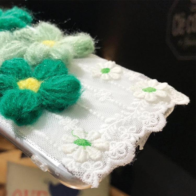 For iPhone 6 Plus & 6s Plus Lace Plush Flower Full Coverage Drop-proof Protective Back Cover Case