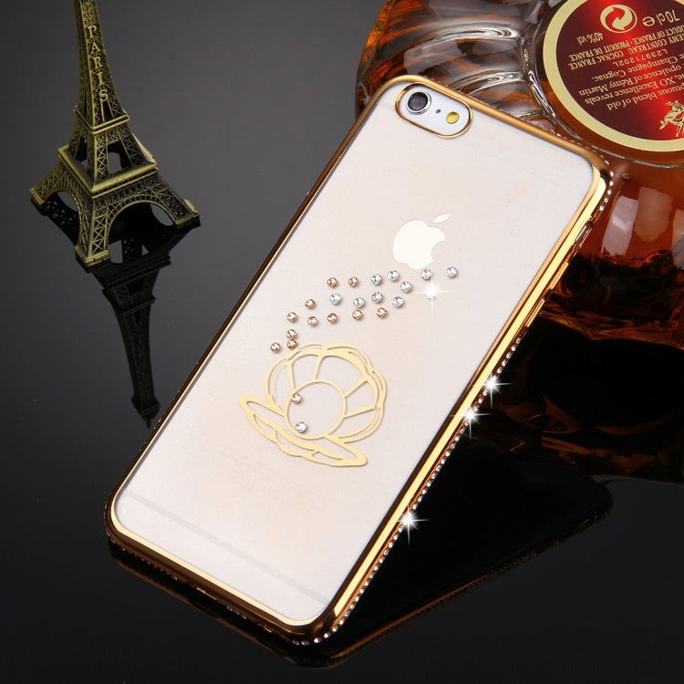 For iPhone 6 Plus & 6s Plus Diamond Encrusted Shell Pattern Electroplating Frame TPU Protective Case