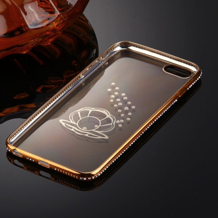 For iPhone 6 Plus & 6s Plus Diamond Encrusted Shell Pattern Electroplating Frame TPU Protective Case
