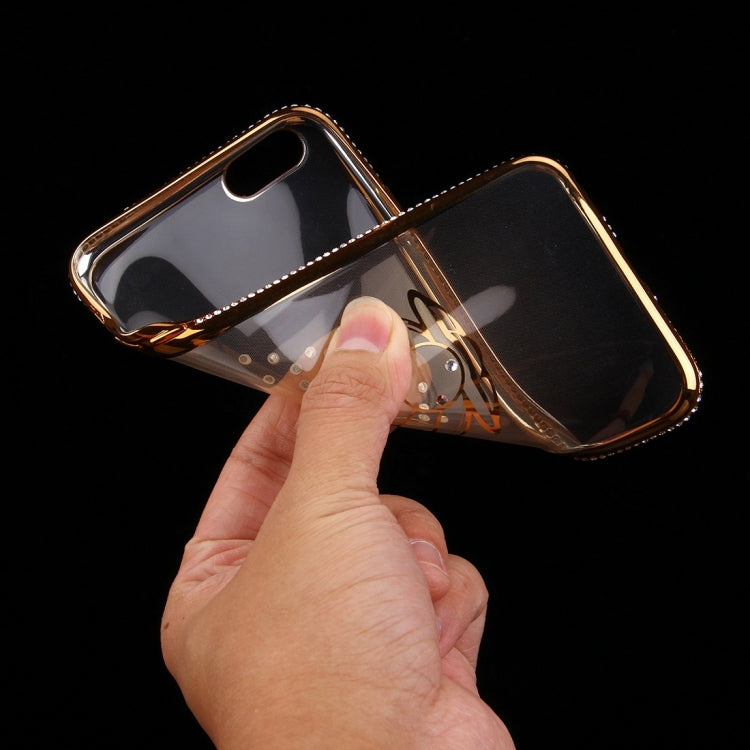 For iPhone 6 Plus & 6s Plus Diamond Encrusted Shell Pattern Electroplating Frame TPU Protective Case