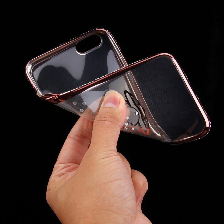 For iPhone 6 Plus & 6s Plus Diamond Encrusted Shell Pattern Electroplating Frame TPU Protective Case