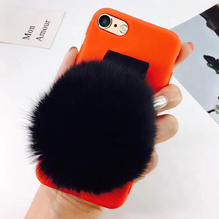 For iPhone 6 Plus & 6s Plus Furry Ball Wrist Band Full Coverage Protective Back Cover Case