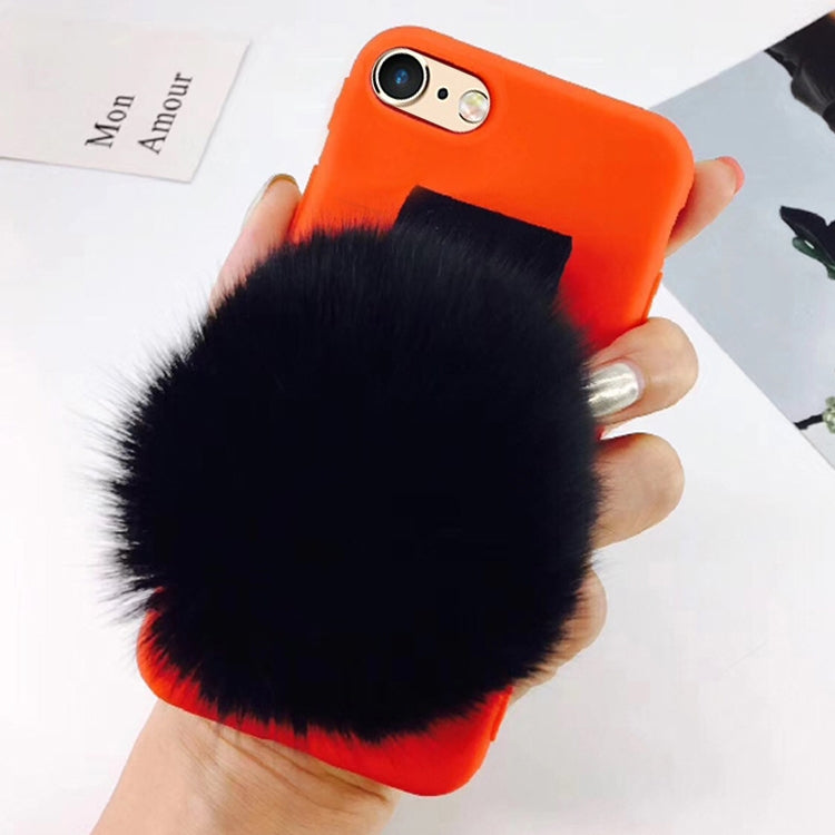 For iPhone 6 Plus & 6s Plus Furry Ball Wrist Band Full Coverage Protective Back Cover Case
