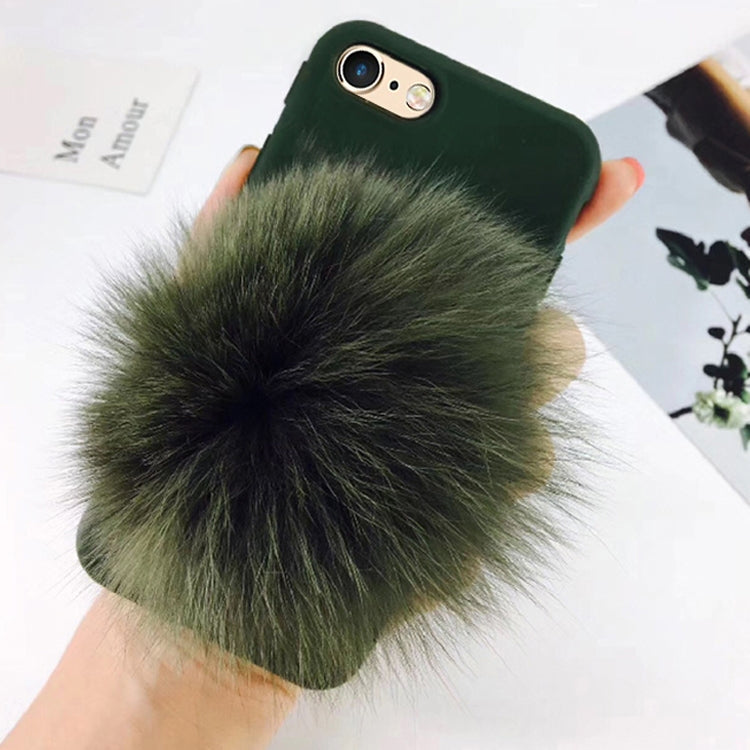 For iPhone 6 Plus & 6s Plus Furry Ball Wrist Band Full Coverage Protective Back Cover Case