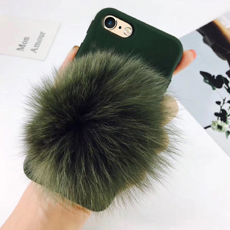 For iPhone 6 Plus & 6s Plus Furry Ball Wrist Band Full Coverage Protective Back Cover Case