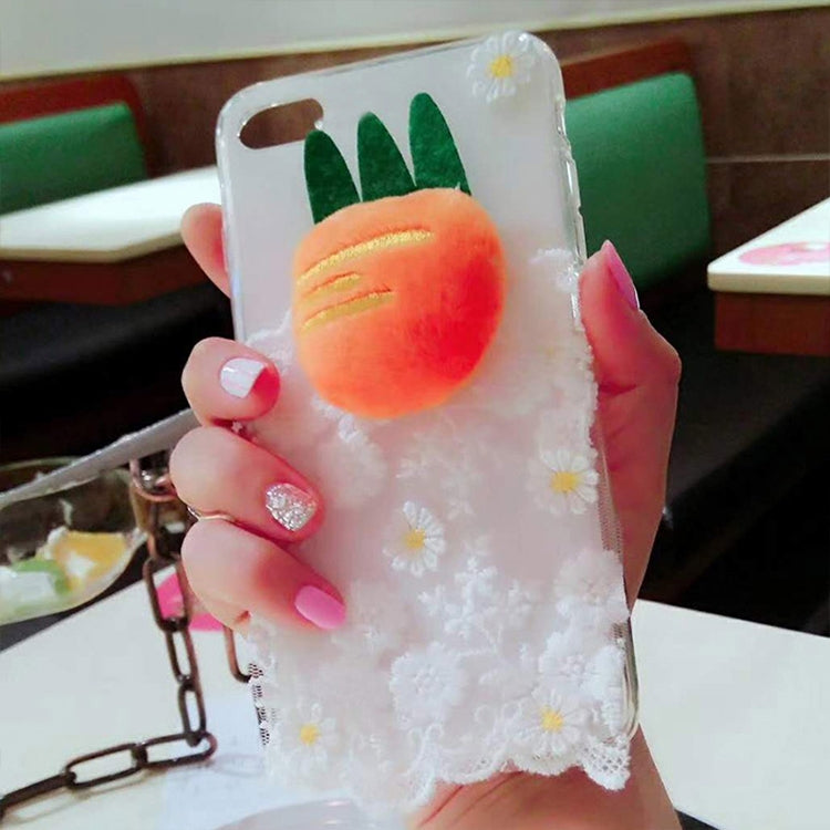 For iPhone 6 Plus & 6s Plus Lace Carrot Pattern Drop-proof Protective Back Cover Case