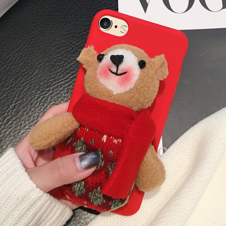 For iPhone 6 Plus & 6s Plus Christmas Series 3D Bear Doll Silicone Protective Back Cover Case