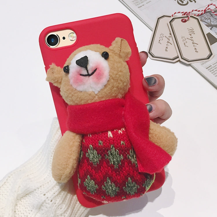 For iPhone 6 Plus & 6s Plus Christmas Series 3D Bear Doll Silicone Protective Back Cover Case