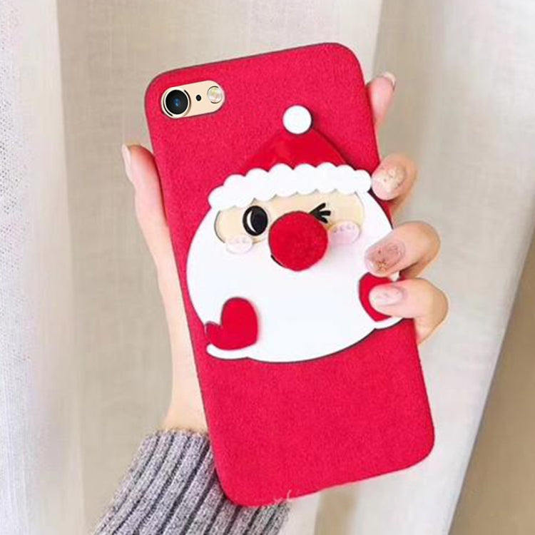 For iPhone 6 Plus & 6s Plus Christmas Series Santa Claus Furry Ball Nose Pattern Protective Back Cover Case