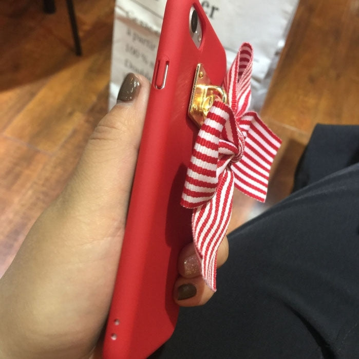 For iPhone 6 Plus & 6s Plus Frosted 3D Red Bowknot Decoration PC Protective Case
