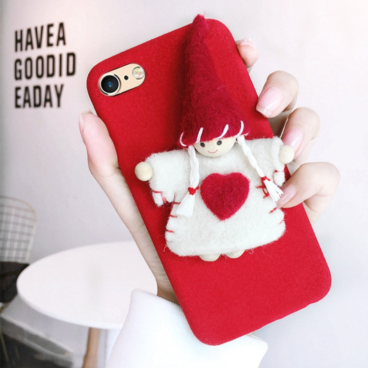 For iPhone 6 Plus & 6s Plus Christmas Handmade Felt Cute Girl Protective Back Cover Case