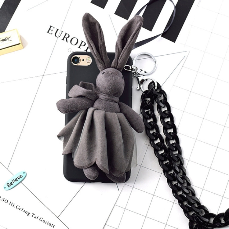 For iPhone 6 Plus & 6s Plus 3D Lovely Rabbit Doll Protective Back Cover Case with Chain