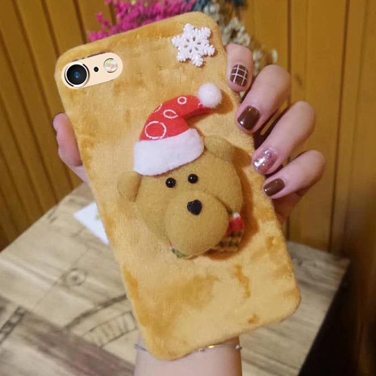 For iPhone 6 Plus & 6s Plus Cute 3D Christmas Bear Pattern Flannel Protective Back Cover Case