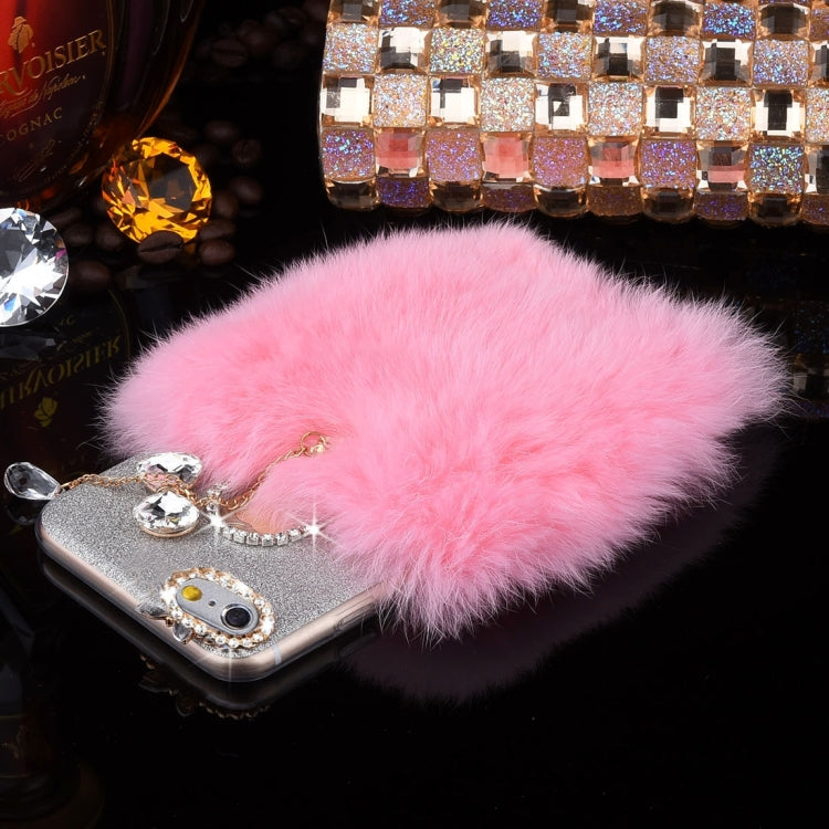 For iPhone 6 Plus & 6s Plus  Genuine Rabbit Hair Diamond Encrusted Flash Powder Soft TPU Protective Case
