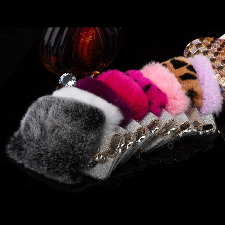 For iPhone 6 Plus & 6s Plus  Genuine Rabbit Hair Diamond Encrusted Flash Powder Soft TPU Protective Case