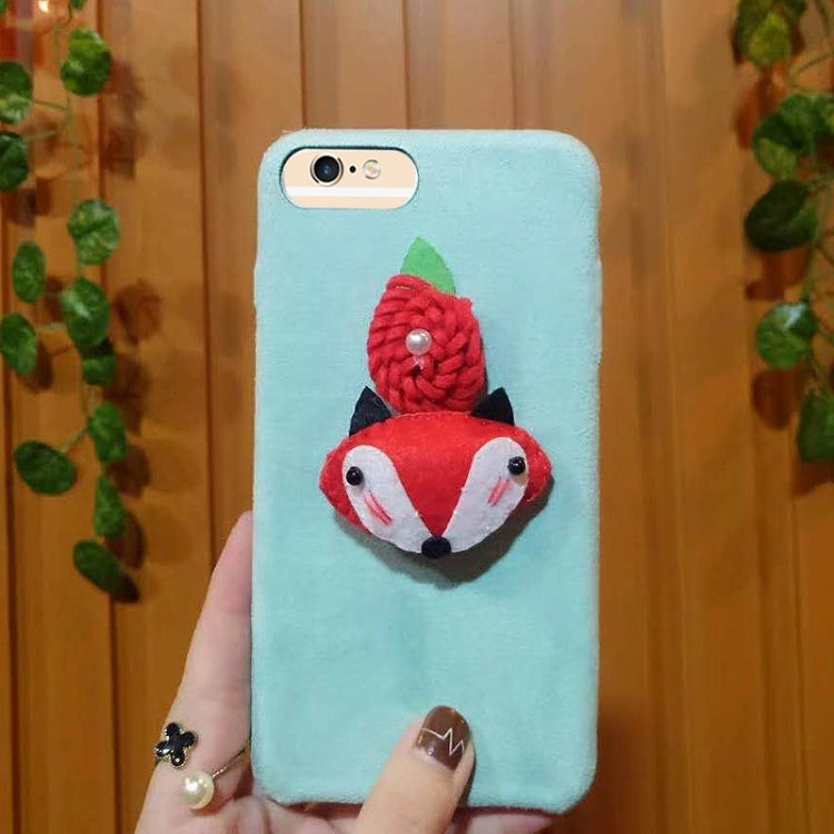 For iPhone 6 Plus & 6s Plus Cute 3D Fox Pattern Felt Plush Protective Back Cover Case