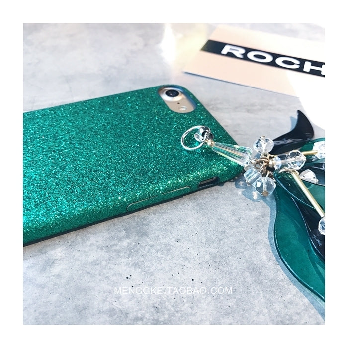 For iPhone 6 Plus & 6s Plus Glitter Powder Soft Protective Back Cover Case with Tassels Pendant (Green)