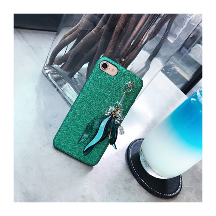 For iPhone 6 Plus & 6s Plus Glitter Powder Soft Protective Back Cover Case with Tassels Pendant (Green)