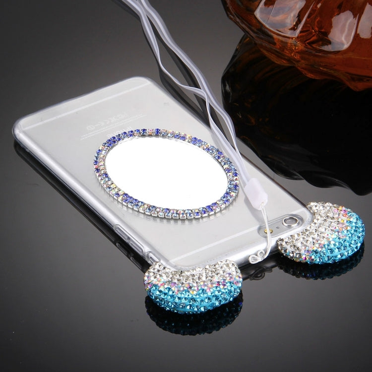 For iPhone 6 Plus & 6s Plus Mouse Ear Diamond Pattern Transparent TPU Protective Case with Lanyard & Mirror