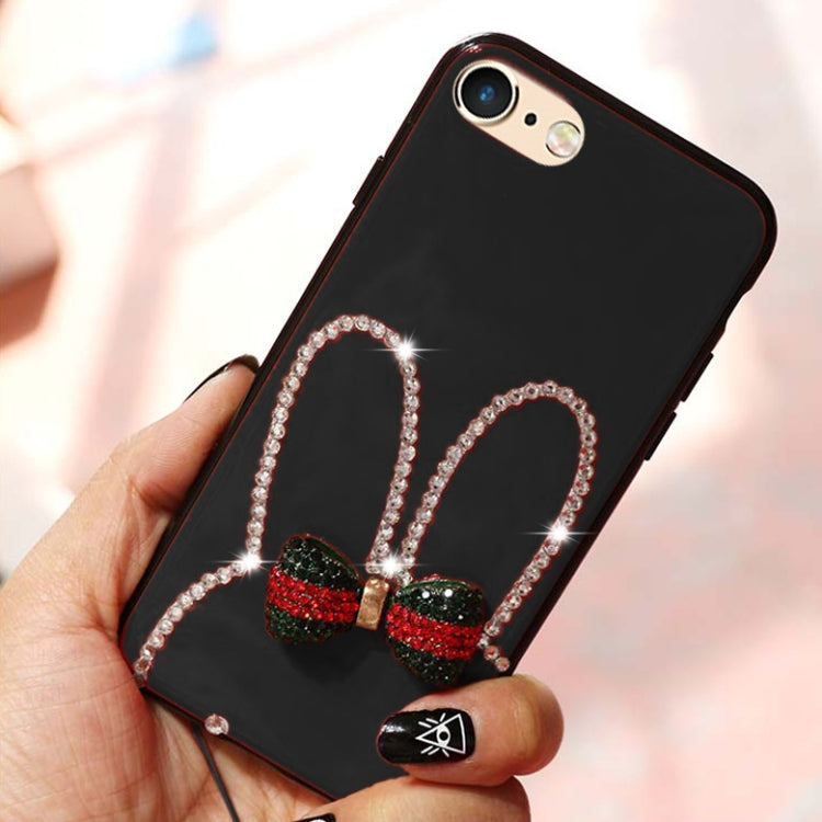 For iPhone 6 Plus & 6s Plus Diamante Bowknot Rabbit Ear Full Coverage Drop-proof Protective Back Cover Case