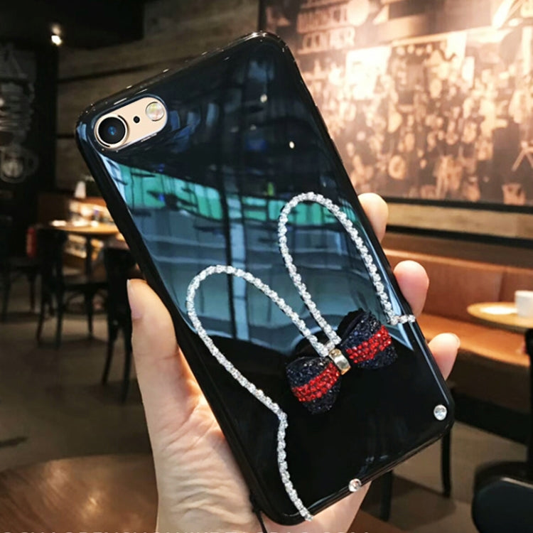 For iPhone 6 Plus & 6s Plus Diamante Bowknot Rabbit Ear Full Coverage Drop-proof Protective Back Cover Case