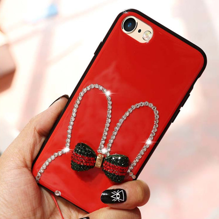 For iPhone 6 Plus & 6s Plus Diamante Bowknot Rabbit Ear Full Coverage Drop-proof Protective Back Cover Case